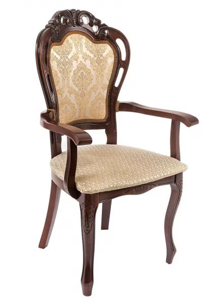 Стул классический "Бронте-П" с подлокотниками (Вишня / Бежевый) "Tadorna Furniture"